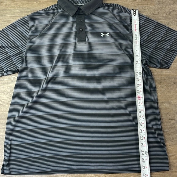 Under Armour Mens HeatGear Black Grey Striped Short Sleeve Polo, Cold Black, XL - Picture 5 of 8